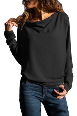 Solid Black Concise Pullover Sweatshirt