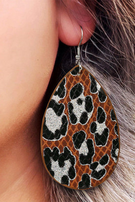 Leopard Snake Skin Double-Sided Water Drop Earrings