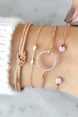 Korean Style Golden Arrow Crystal Ring Bracelet