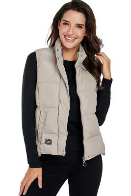 Khaki Sleeveless Female Cotton Jacket
