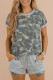 Green Camo Print Tee and Shorts Lounge Set