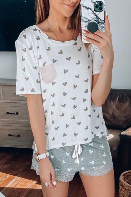 Valentine’s Day Heart Print Cotton Blend Lounge Set