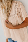 Apricot Flutter Sleeves Sheer Textured Babydoll Top