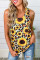 Leopard Sunflower Twist Back Casual Tank