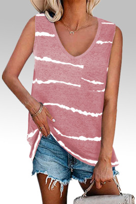 Pink Tie-dye Stripes Tank Top
