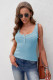 Blue Sleeveless Scoop Neck Button Tank Top