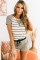Leopard Striped Tee and Drawstring Shorts Lounge Set
