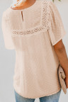 Apricot Flutter Sleeves Sheer Textured Babydoll Top