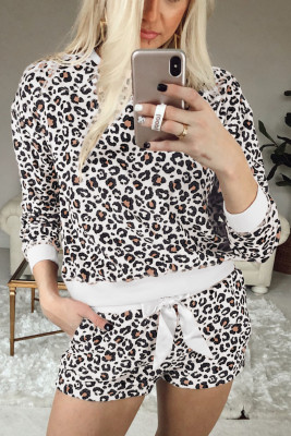 Leopard Long Sleeve Shorts Lounge Set