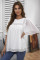 White Flutter Sleeves Sheer Textured Babydoll Top