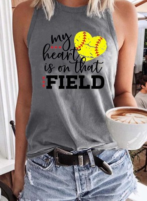 Women's Tank Tops Softball Slogan Print Top