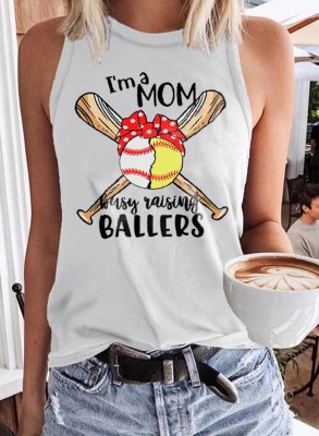 Women's Tank Tops Letter Baseball Print Tank Tops