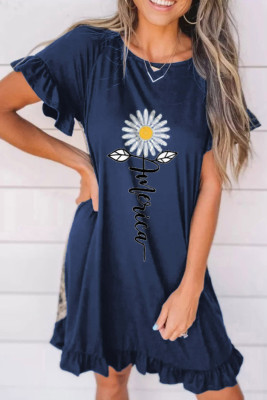 Women's Dresses Sunflower Leopard Ruffled Mini Dress
