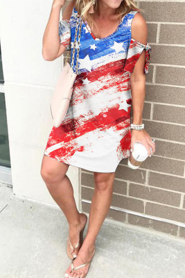 Women's Dresses Flag Cold Shoulder Mini Dress