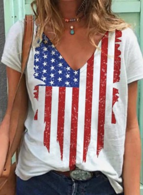 Women's T-shirts Flag Star Striped T-shirt