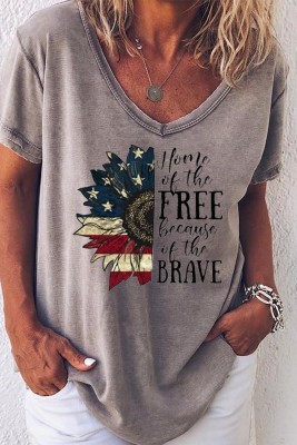 Women's T-shirts Sunflower Slogan Print T-shirt