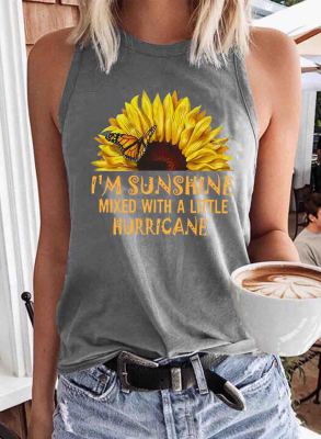 Women's Tank Tops Sunflower Letter Print Top