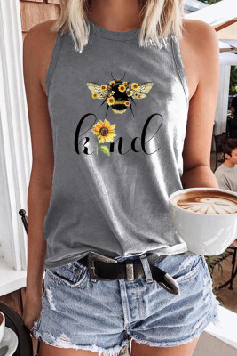Women's Tank Tops Sunflower Bee Print Top