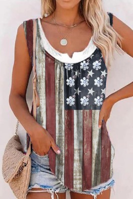 Women's Tank Tops Flag Floral Print Top