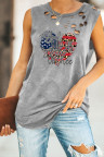 Women's Tank Tops Heart Flag Print Cutout Top