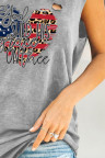 Women's Tank Tops Heart Flag Print Cutout Top