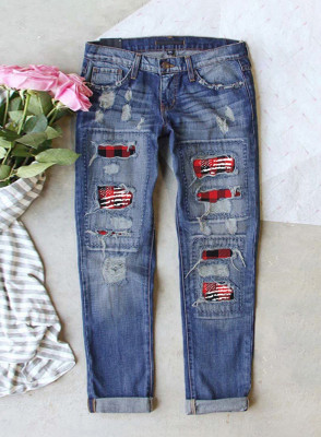 Women's Jeans Flag Low Waist Slim Jeans