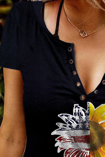Women's T-shirts Sunflower Flag Print T-shirt