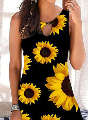Women's Mini Dress Floral Cut-out Tank Mini Dress