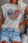 Women's T-shirts Leopard Flag Letter Print T-shirt