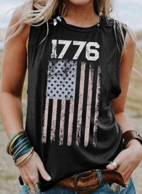 Women's Tank Tops Flag Letter Print Top