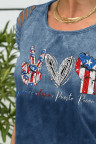 Women's T-shirts Flag Heart Print Cutout T-shirt