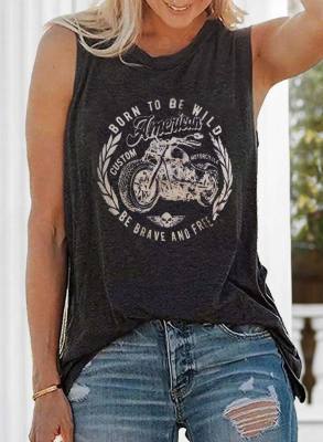 Women's Tank Tops Motorcycle Letter Print Top