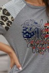 Women's T-shirts Leopard Flag Heart Print T-shirt