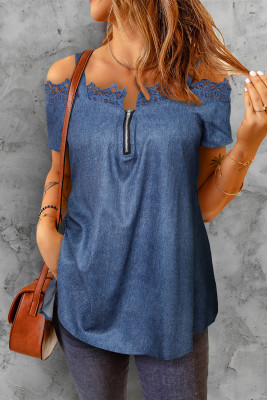 Women's T-shirts Lace Cold Shoulder T-shirt