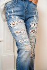 Leopard Print Ripped Jeans