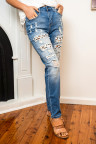 Leopard Print Ripped Jeans