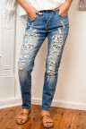 Leopard Print Ripped Jeans