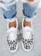 Women's Sneakers Leopard Flat Casual Synthe Leather Sneakers