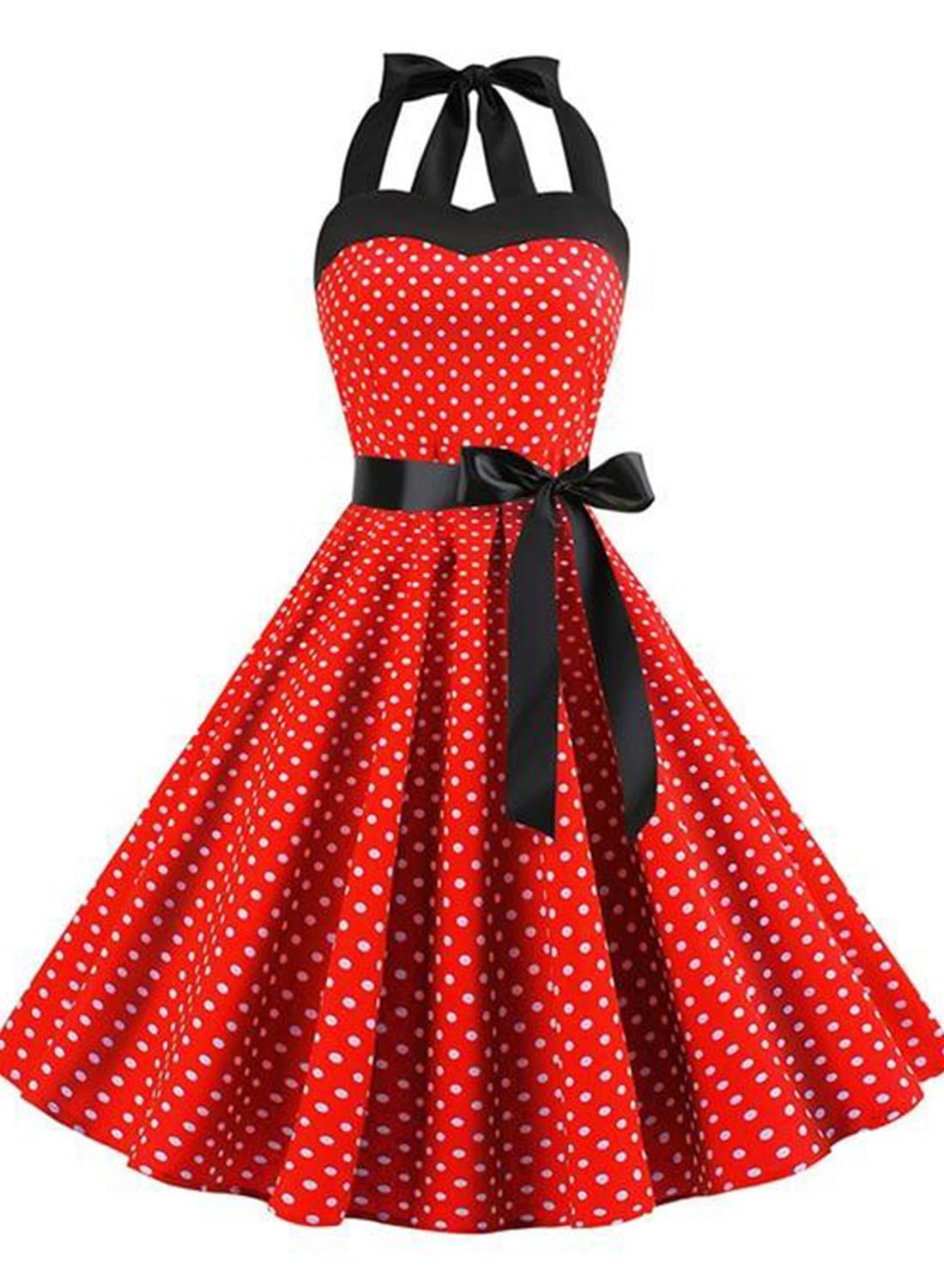sexy-halter-party-dress-retro-polka-dot-hepburn-vintage-50s-60s-pin-up ...