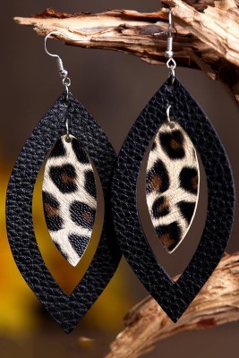 Leopard Printed Hollow Out Pendant Earrings