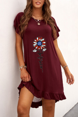 Women's Dresses Flag Leopard Ruffled Mini Dress