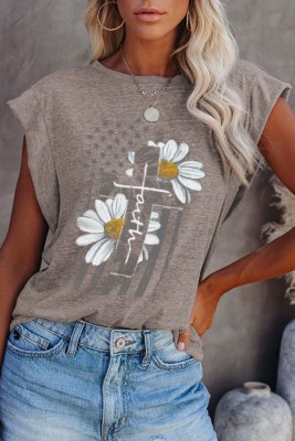 Women's T-shirts Flag Daisy Print T-shirt