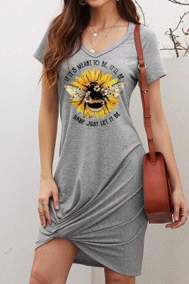 Women's Dresses Sunflower Bee Knot Cutout Mini Dress