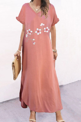 Women's Dresses Floral Split Ruffled Maxi Dress