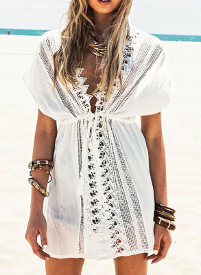 Women's Swimwear Dresses Lace Trim Beach Dress