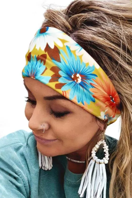 Classic Floral Print Elastic Yoga Casual Headband