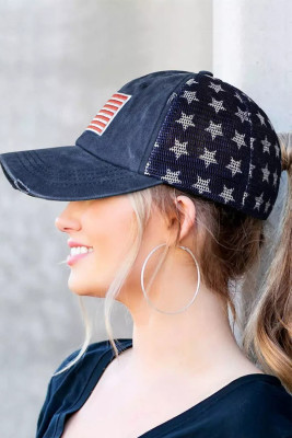 Women's Hats Flag Mesh Stiching Baseball Cap