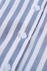 Blue Short Sleeve Buttoned Striped Print Blouse