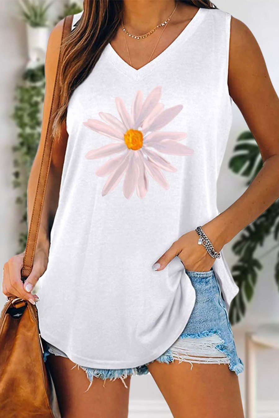 Women's Tank Tops Daisy Print Top