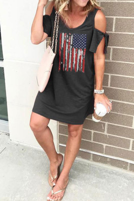 Women's Dresses Flag Print Cold Shoulder Mini Dress